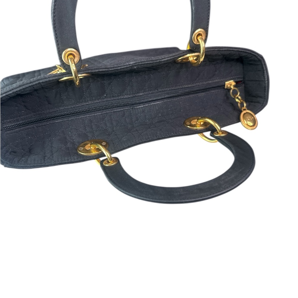 Dior lady dior black canvas Quilted Handbag with Gold Accents - Picture 4 of 8